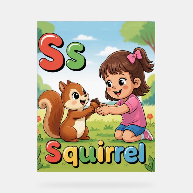 Letter S Alphabet Poster  S is for Squirrel – Cute (Vorderseite)