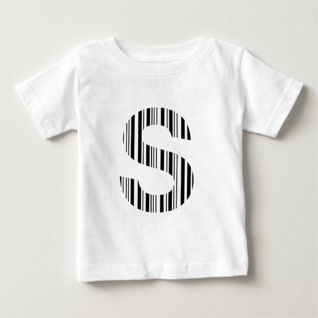 LETTER S BAR CODE Erstes erstes Barcode-Muster Baby T-shirt (Vorderseite)