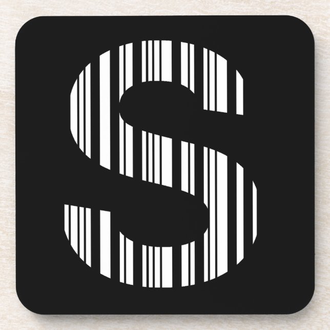 LETTER S BAR CODE Erstes erstes Barcode-Muster Getränkeuntersetzer (Vorderseite)
