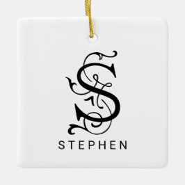 Letter S Elegant Monogram Christmas Ornament