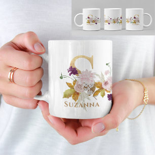 Letter S - Gold Floral Name Schwesterfreund Kaffeetasse