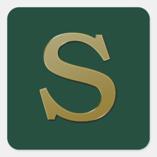 Letter S Gold Square Sticker
