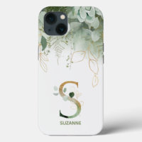 Letter S Green Fern & Succulent