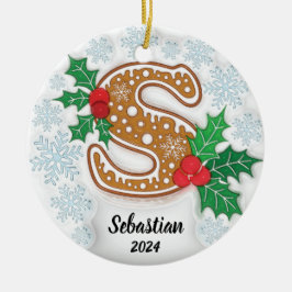 Letter S Individuelle Name Monogram Christmas Keramik Ornament