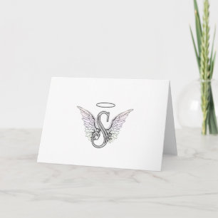 Letter S Initial Monogram mit Angel Wings & Halo