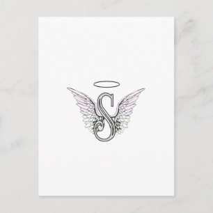 Letter S Initial Monogram mit Angel Wings & Halo Postkarte