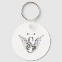 Letter S Initial Monogram mit Angel Wings & Halo