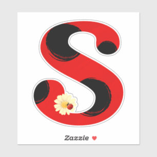 Letter S Ladybug Print with Ladybug and Blume Aufkleber