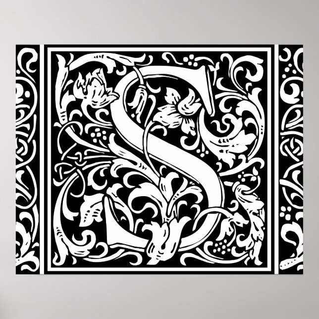 Letter S Medieval Monogram Vintag Initial Poster (Vorne)