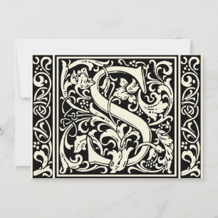 Letter S mittelalterliches Monogramm Art Nouveau Einladung