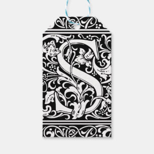 Letter S mittelalterliches Monogramm Art Nouveau Geschenkanhänger