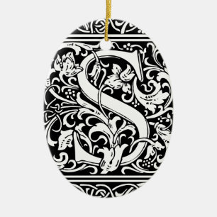 Letter S mittelalterliches Monogramm Art Nouveau Keramik Ornament