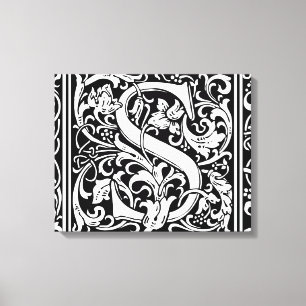 Letter S mittelalterliches Monogramm Art Nouveau Leinwanddruck