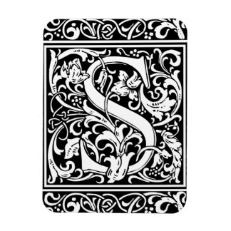 Letter S mittelalterliches Monogramm Art Nouveau Magnet