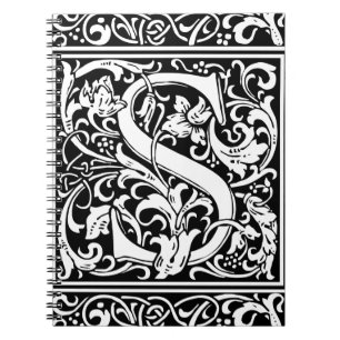 Letter S mittelalterliches Monogramm Art Nouveau Notizblock