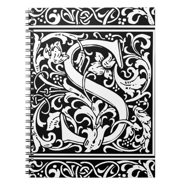 Letter S mittelalterliches Monogramm Art Nouveau Notizblock (Vorderseite)