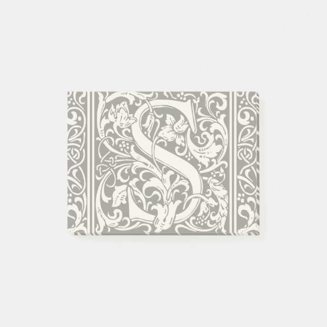 Letter S mittelalterliches Monogramm Art Nouveau Post-it Klebezettel (Vorderseite)