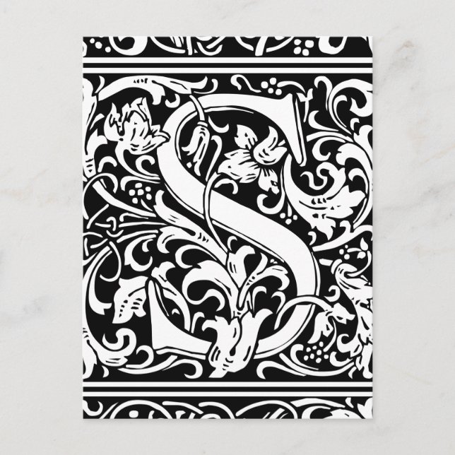 Letter S mittelalterliches Monogramm Art Nouveau Postkarte (Vorderseite)