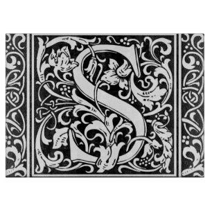 Letter S mittelalterliches Monogramm Art Nouveau Schneidebrett