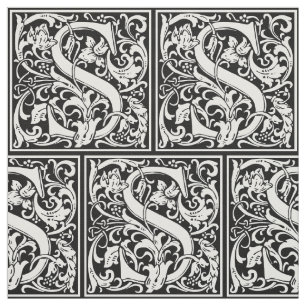 Letter S mittelalterliches Monogramm Art Nouveau Stoff