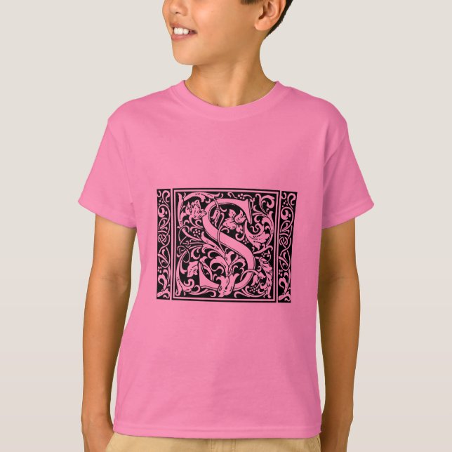 Letter S mittelalterliches Monogramm Art Nouveau T-Shirt (Vorderseite)