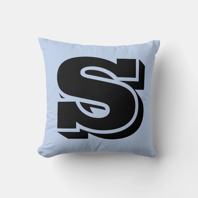 LETTER S MONOGRAM BLUE PILLOW KISSEN (Vorderseite)
