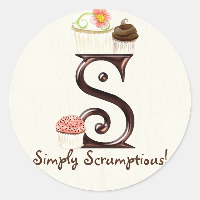 Letter S Monogram Cupcake Logo Business-Aufkleber Runder Aufkleber (Vorderseite)