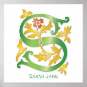 Letter S Monogram-Lilie Poster