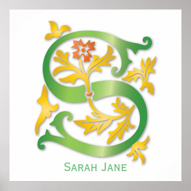 Letter S Monogram-Lilie Poster (Vorne)