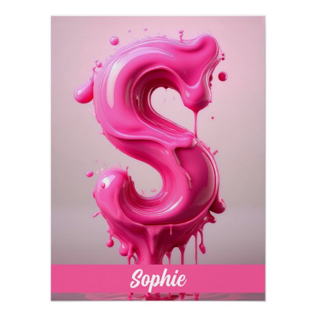Letter S, Monogram S - Customizable Name Poster  (Vorderseite)