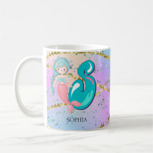 Letter S Monogram Watercolor Niedlich Mermaid Kind Kaffeetasse