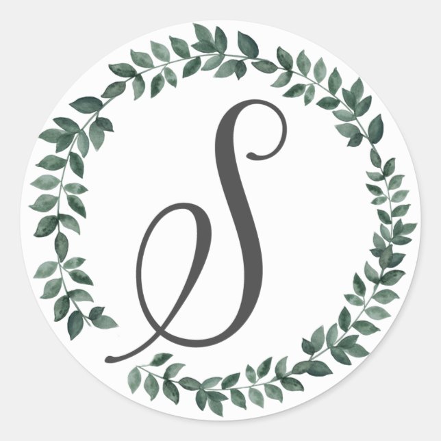 Letter S Monogramm Minimalistischer botanischer Le Runder Aufkleber (Vorderseite)