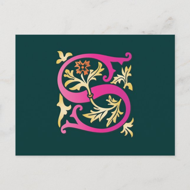 Letter S Monogramm Postkarte (Vorderseite)