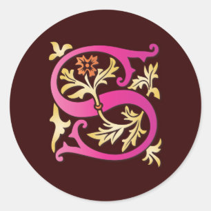 Letter S Monogramm Runder Aufkleber