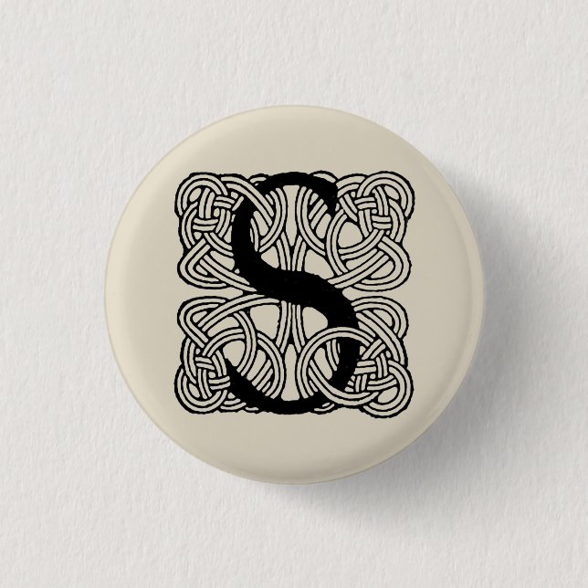 Letter S Vintag Celtic Knot Monogram Button (Vorderseite)