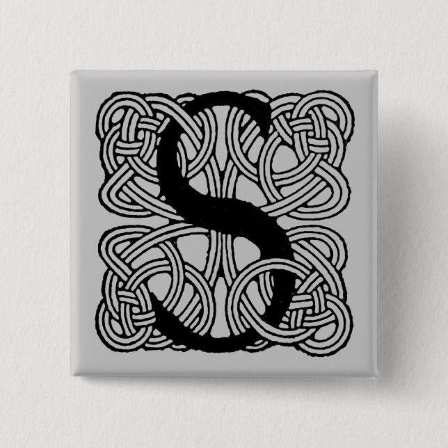 Letter S Vintag Celtic Knot Monogram Button (Vorderseite)