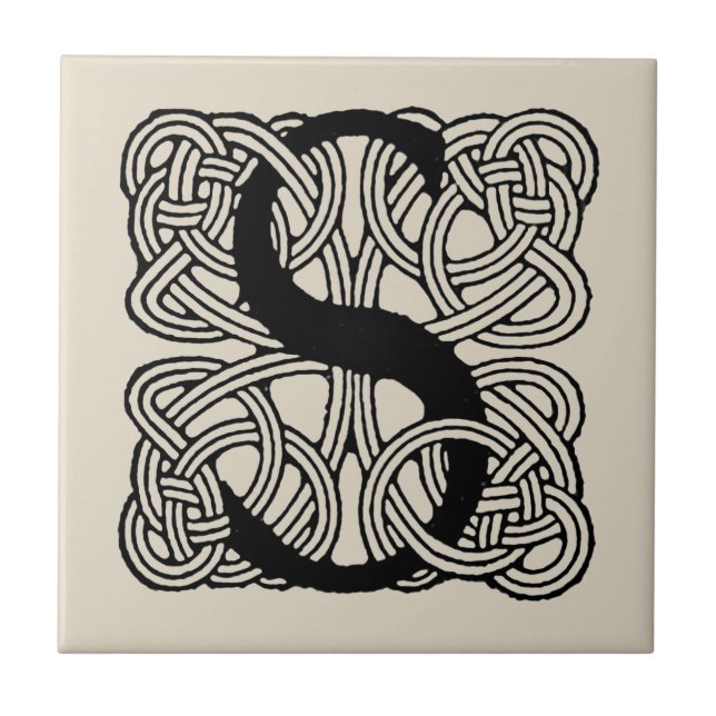 Letter S Vintag Celtic Knot Monogram Fliese (Vorderseite)