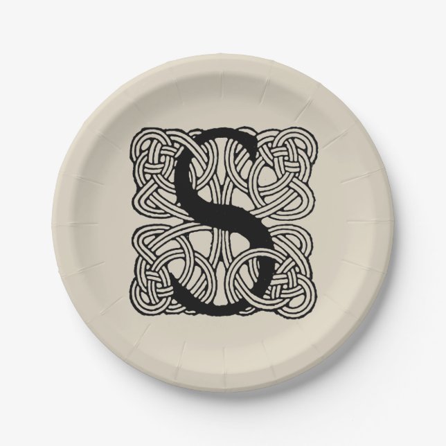 Letter S Vintag Celtic Knot Monogram Pappteller (Vorderseite)