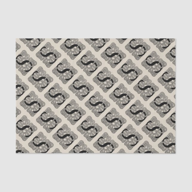 Letter S Vintag Celtic Knot Monogram Seidenpapier (Vorderseite)