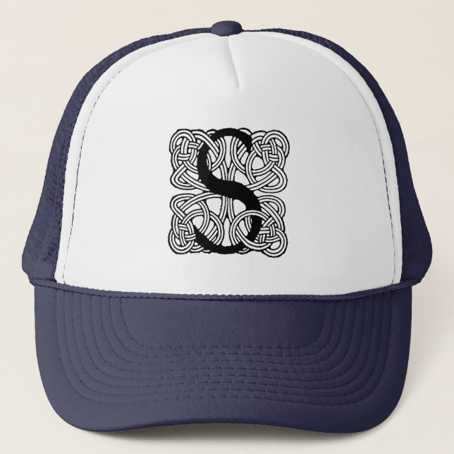 Letter S Vintag Celtic Knot Monogram Truckerkappe (Vorderseite)