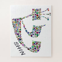 Letter Shin made with Gemstones in All Colors