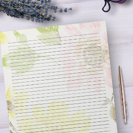 Letter Size 8,5" x 11" Uni Ruled Large Floral Notizblock