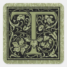 Letter T First Letter Monogram Quadratischer Aufkleber