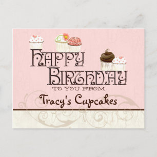 Letter T Happy Birthday Cupcake Business Postcard Postkarte