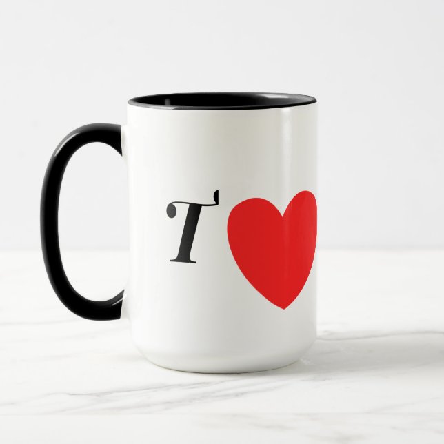Letter T Heart - Valentine Initial Love Design Tasse (Links)