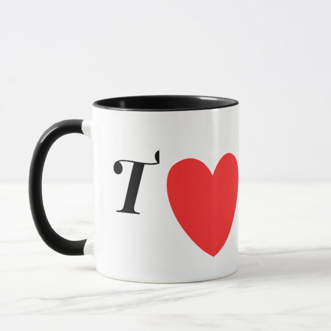 Letter T Heart - Valentine Initial Love Design Tasse (Links)