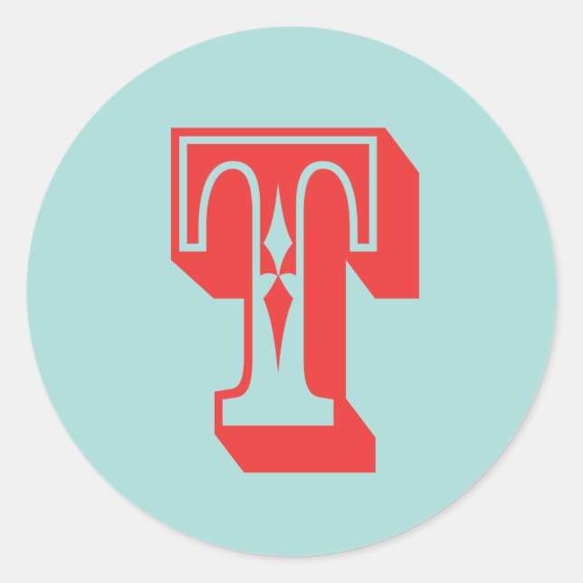 Letter-T-Karneval-Monogramm-Anfangsvorzug Runder Aufkleber (Vorderseite)