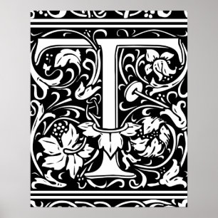 Letter T Medieval Monogram Vintag Initial Poster