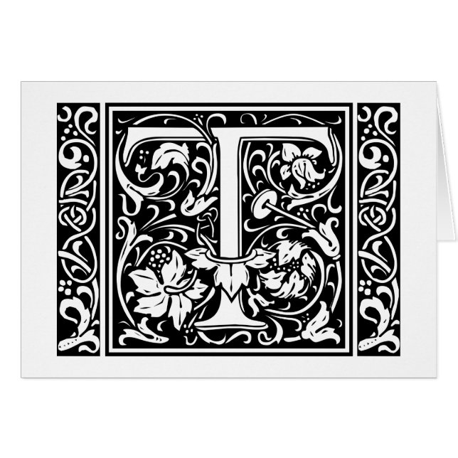 Letter T Mittelalterliches Monogramm Art Nouveau (Vorderseite (Horizontal))