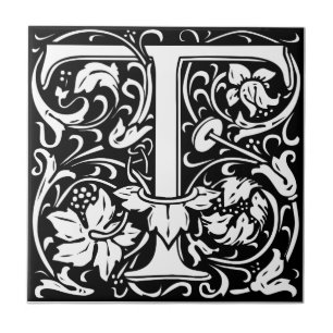 Letter T Mittelalterliches Monogramm Art Nouveau Fliese